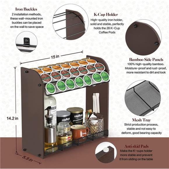 Cup Holder Large Capacity Coffee Pod Holder Coffee Bar Accessories & Cup Storage - Picture 3 of 6